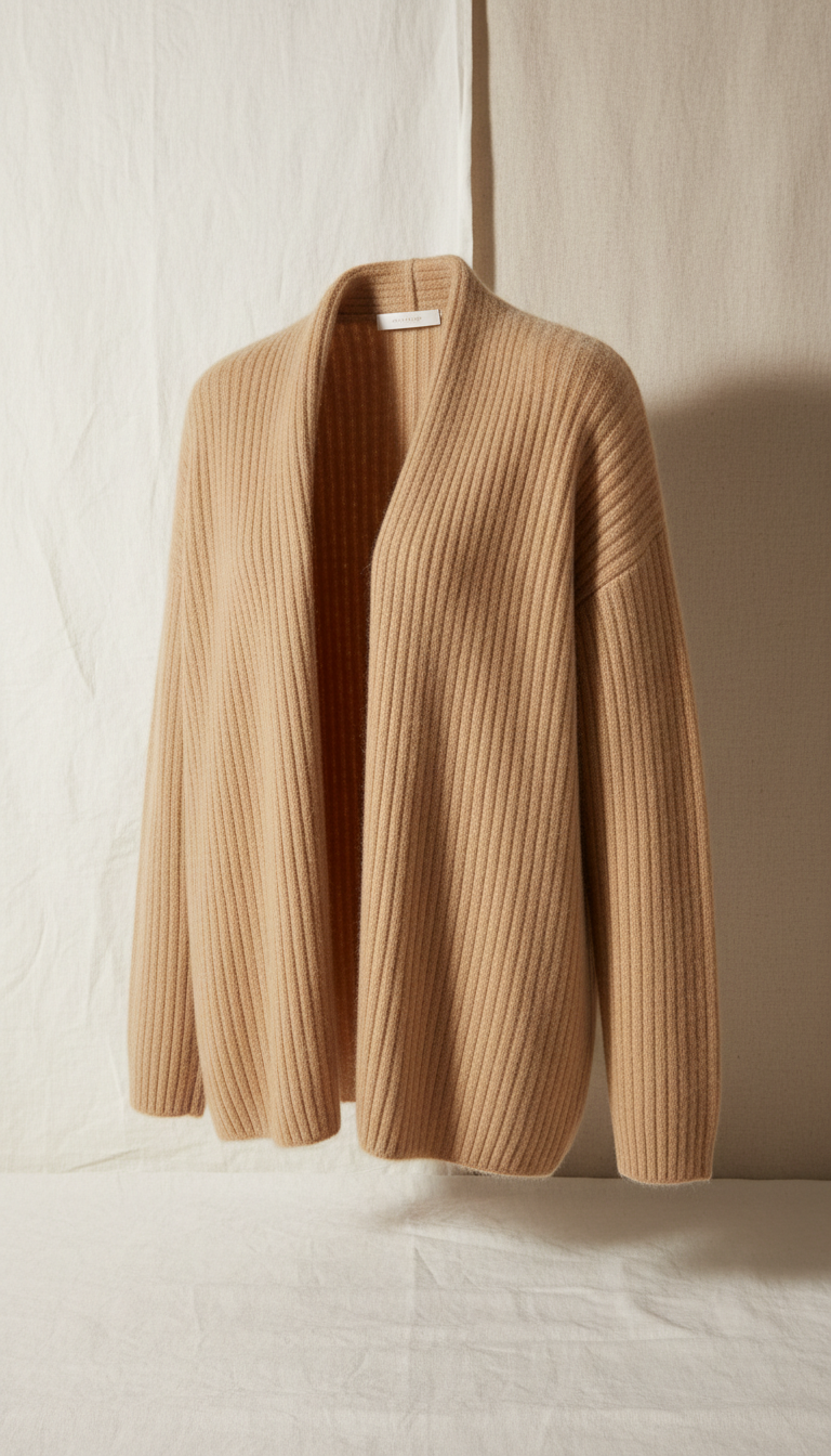 Cardigan côtelé en cachemire