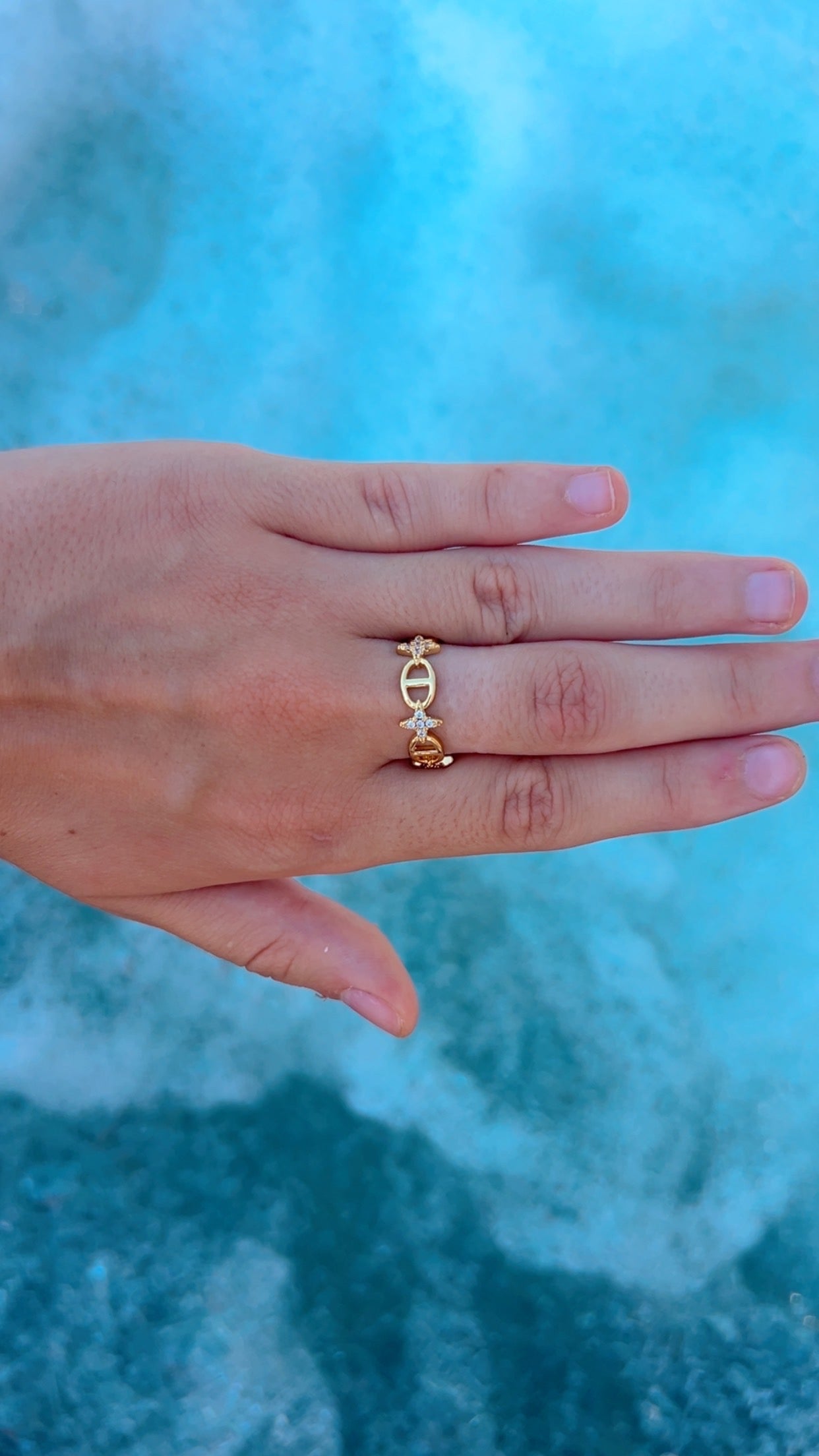 Bague Maille Marine € trèfle