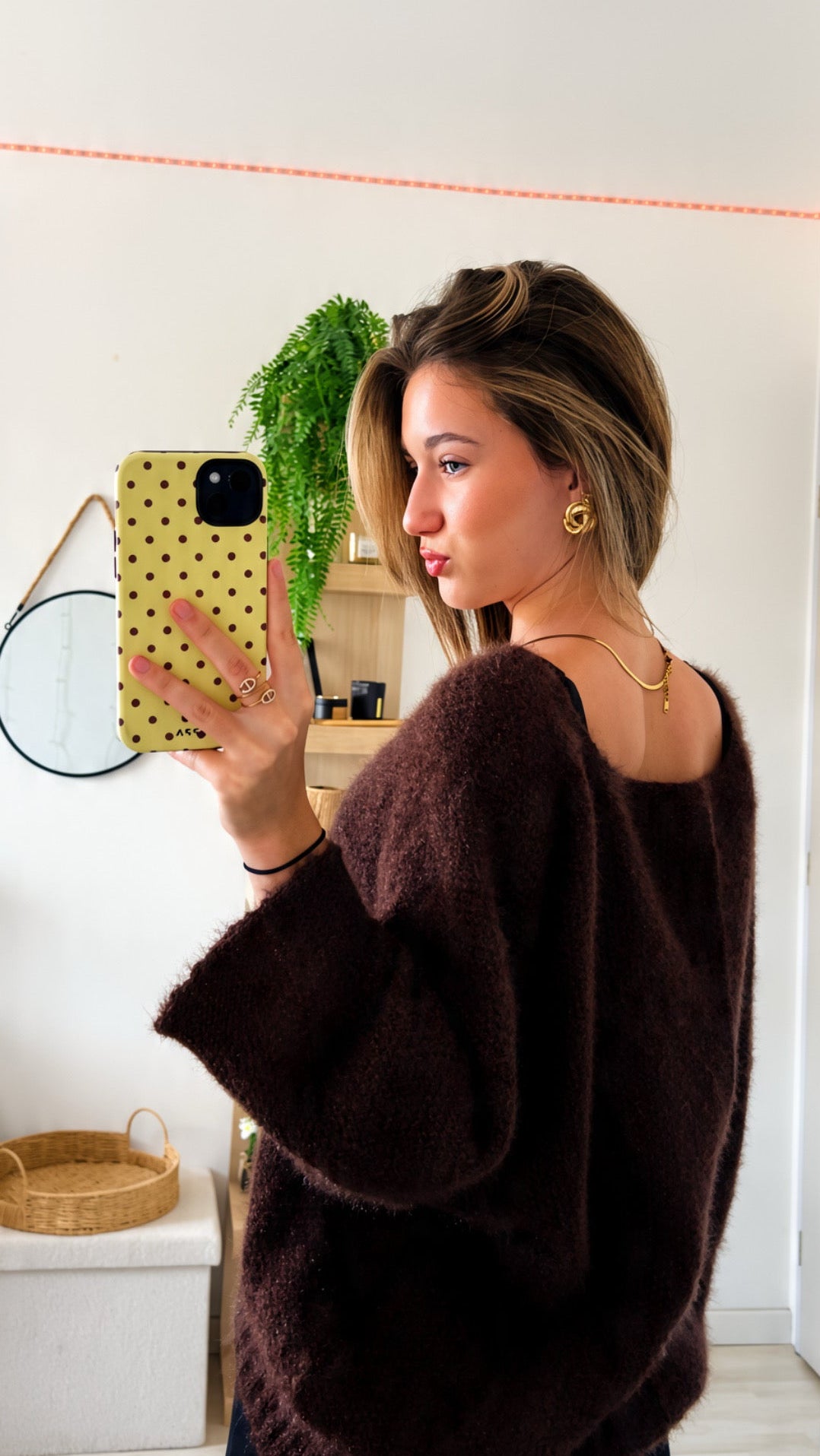 Pull maille marron