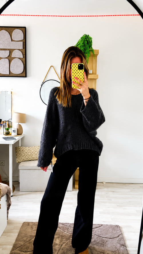 Pull maille gris