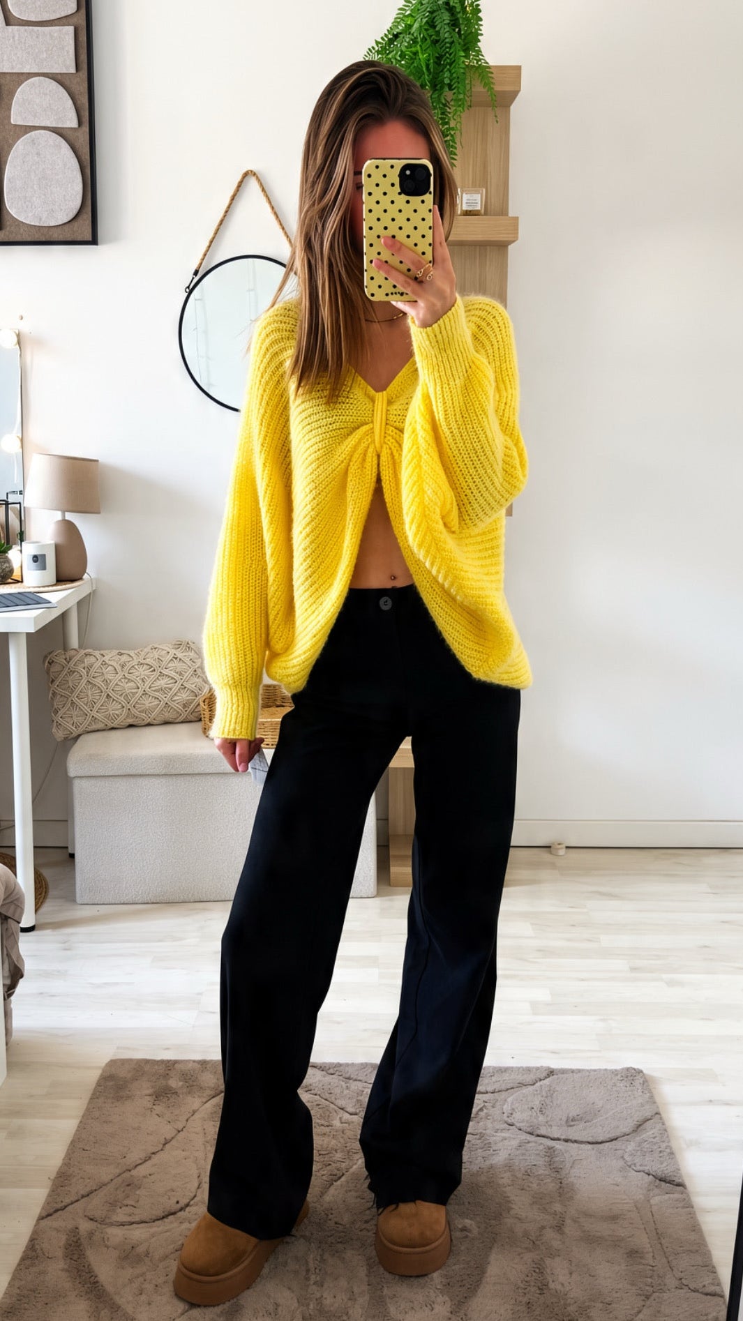 Pull maille jaune pastel