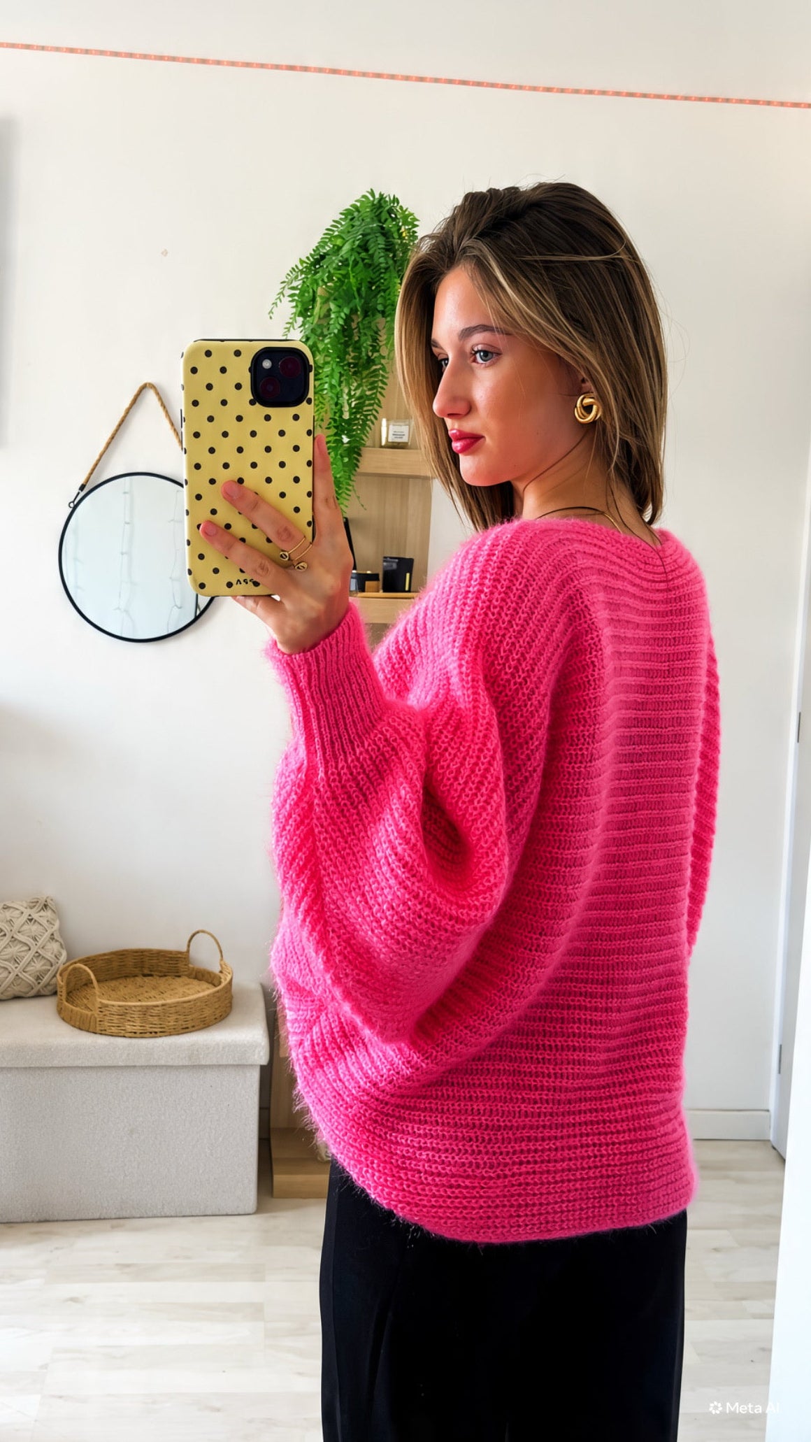 Pull maille rose