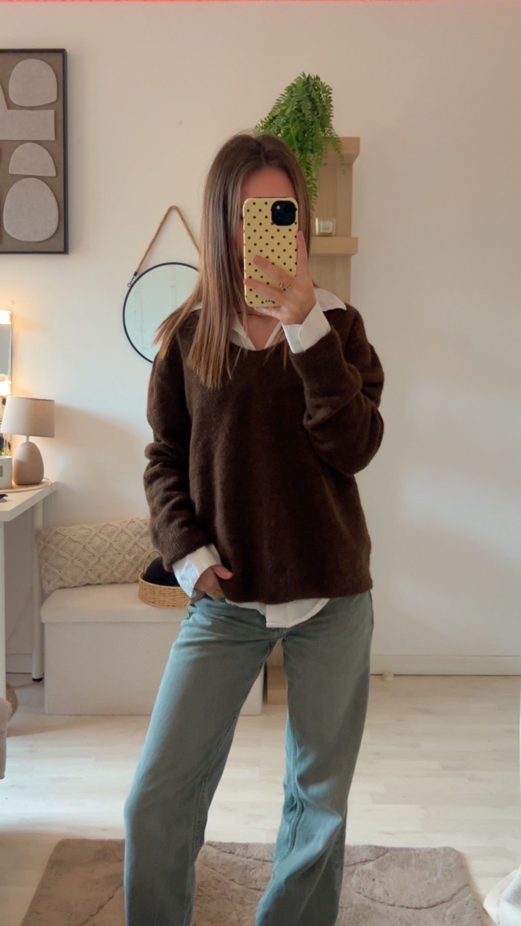 Pull à col V Marron 🤎