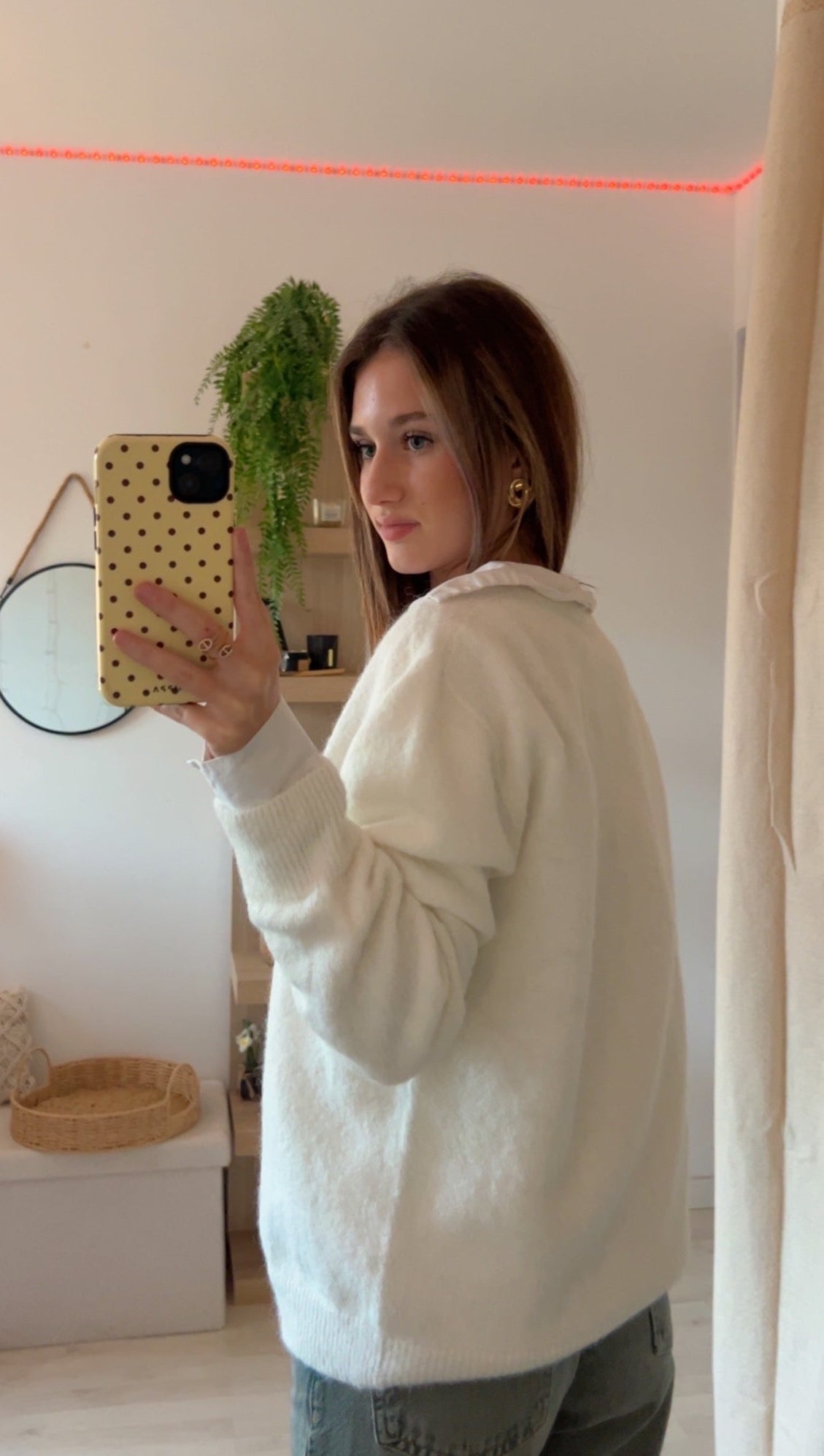 Pull à col V Blanc Crème 🤍