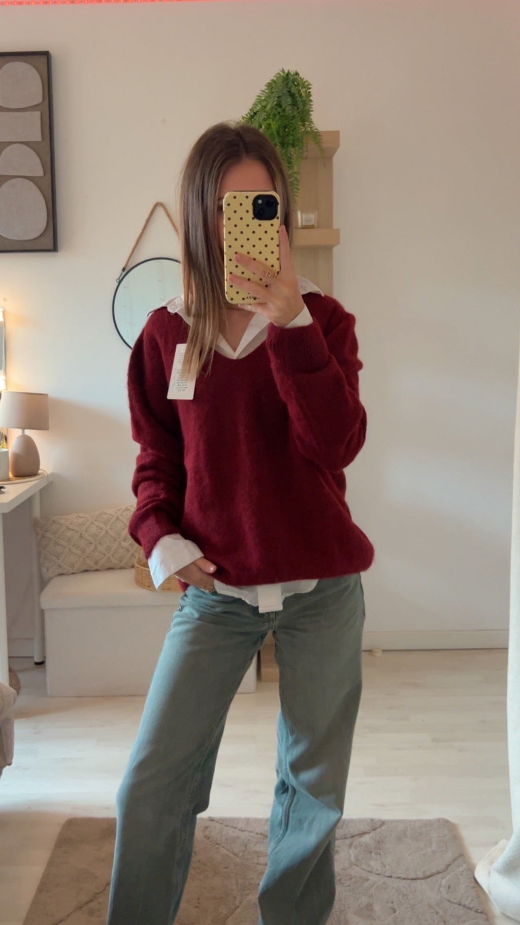 Pull à col V rouge bordeaux ❤️