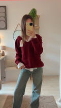 Pull à col V rouge bordeaux ❤️
